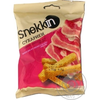 Сухарики Snekkin пшенично-житні бекон 70г купити, ціни на МегаМаркет - фото 1