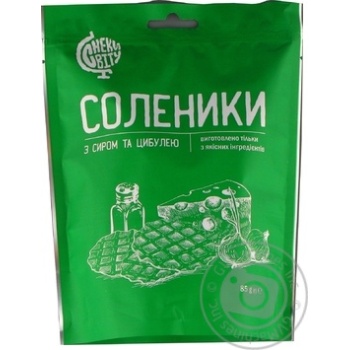 Снек Снеки Світу Соленики з сиром та цибулею хрусткі 85г х12 купити, ціни на МегаМаркет - фото 1