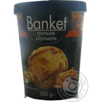 Морозиво Ласунка  Banket з карамельним соусом та арахісом 500г купити, ціни на МегаМаркет - фото 1