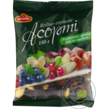 Асорті Аромікс журавлина-фундук-кеш'ю-мигдаль 150г купити, ціни на МегаМаркет - фото 1