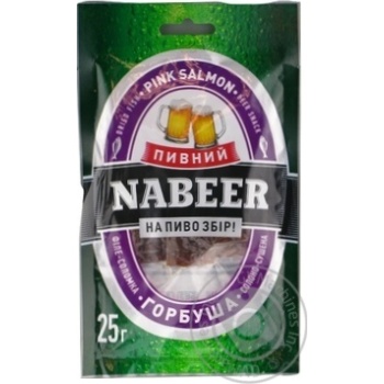 Горбуша Nabeer Пивной солено-сушеная 25г купить, цены на МегаМаркет - фото 1