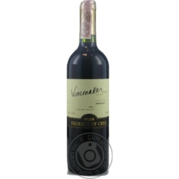 Вино Winemaker Мерло красное сухое 13% 0,75л купить, цены на МегаМаркет - фото 1