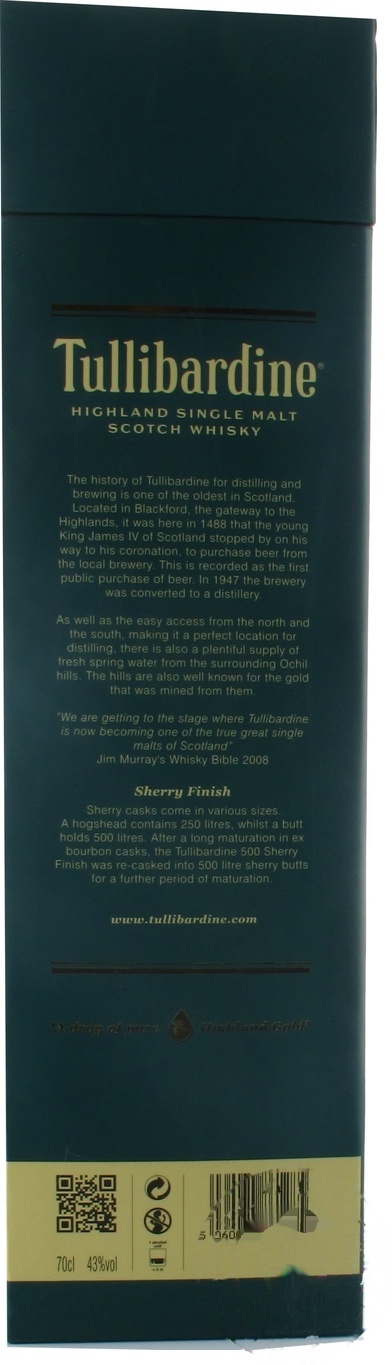 

Виски Tullibardine Sherry Finish 500 43% 0.7л