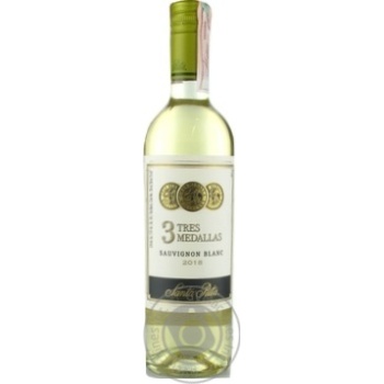 Вино Tres Medallas Sauvignon Blanc біле сухе 0,75л х3 купить, цены на МегаМаркет - фото 1