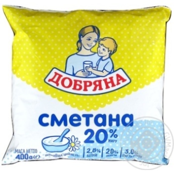 Сметана Добряна п/е 20% 400г купить, цены на МегаМаркет - фото 1