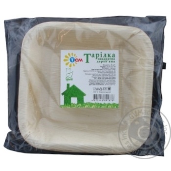 Тарілка TCM Natural дерев`яна квадратна 16,5*16,5см 3шт х20 купити, ціни на МегаМаркет - фото 1