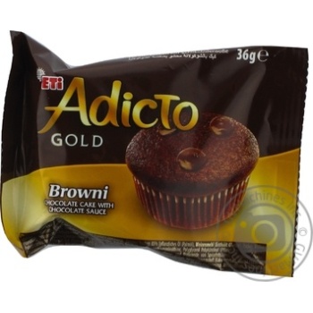 Кекс Eti Adicto Gold Browni шоколадний з шоколадним соусом 36г - купити, ціни на МегаМаркет - фото 1