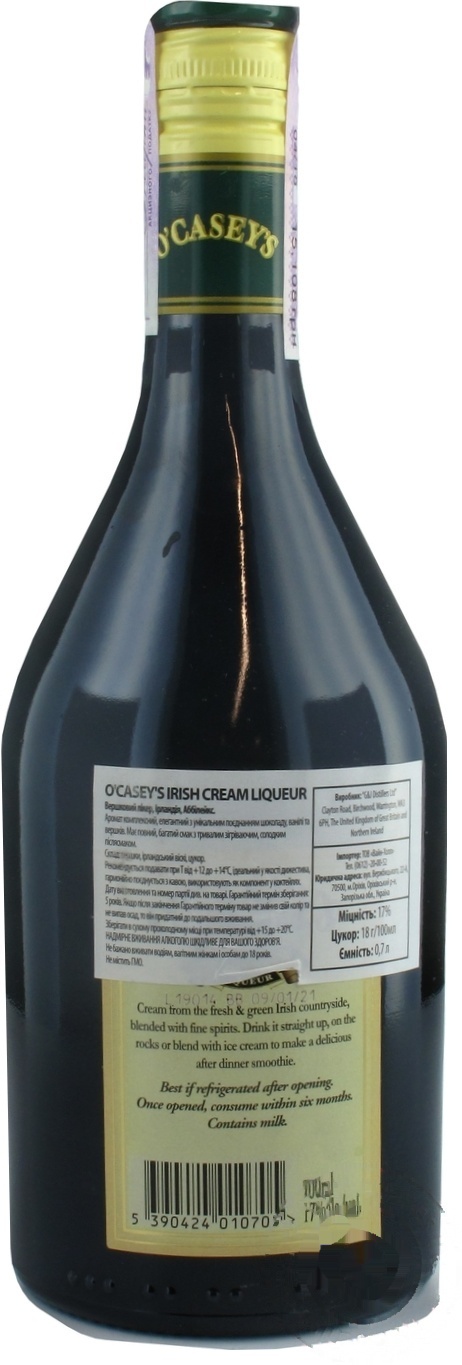 

Ликер O`casey`s Irish Cream 17% 0,7л
