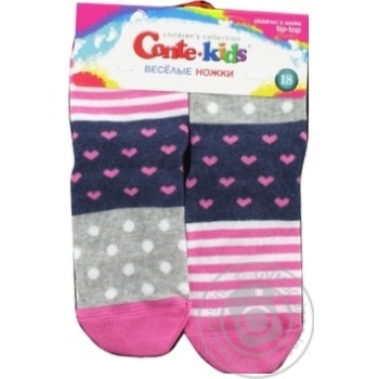 Conte-kids Funny Legs Gray-Pink Children's Socks 18s - buy, prices for ULTRAMARKET - photo 1