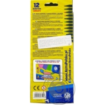 Astra Wax Pensils with Sharpener 12 colors - buy, prices for ULTRAMARKET - photo 2