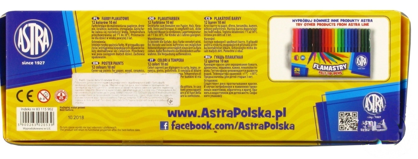 

Краски Astra гуашевые 12 цветов 10мл