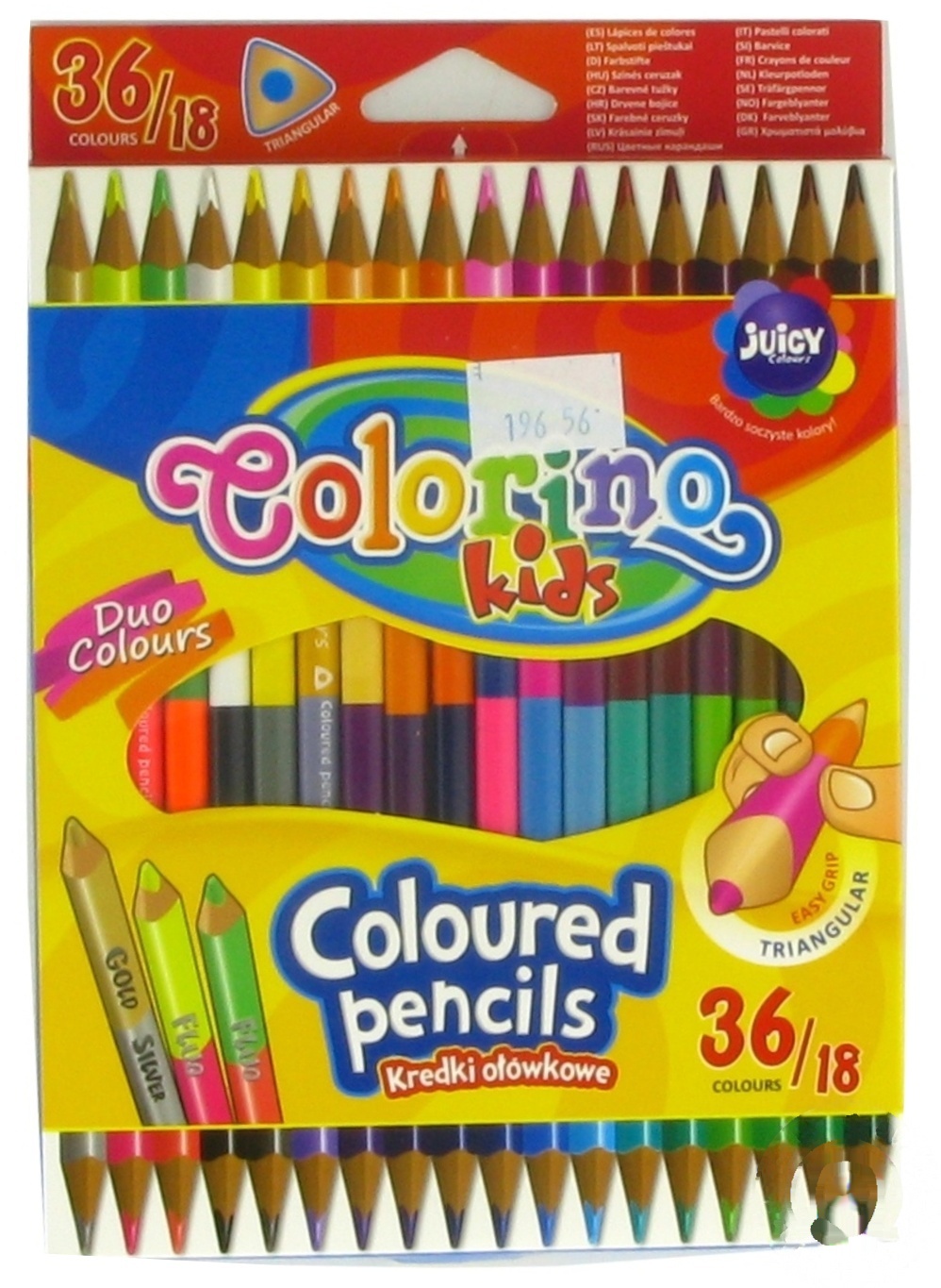 

Карандаши цветные Colorino треугольные двусторонние 18шт 36 цветов