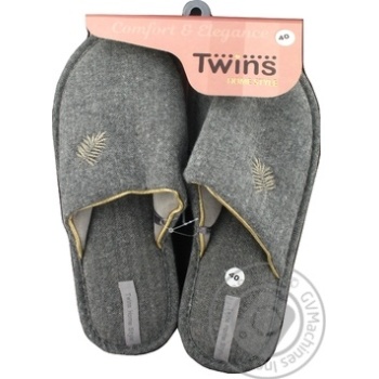 Twins Gray Women's House Slippers With Embroidery 40s - buy, prices for - photo 1