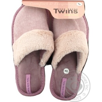 Twins Pink Women's House Slippers With Fur Collar 40s - buy, prices for Tavria V - photo 1