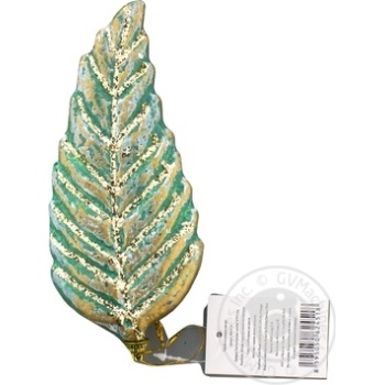 Christmas decoration Leaf turquoise-gold 18x8х2.5cm - buy, prices for - photo 2