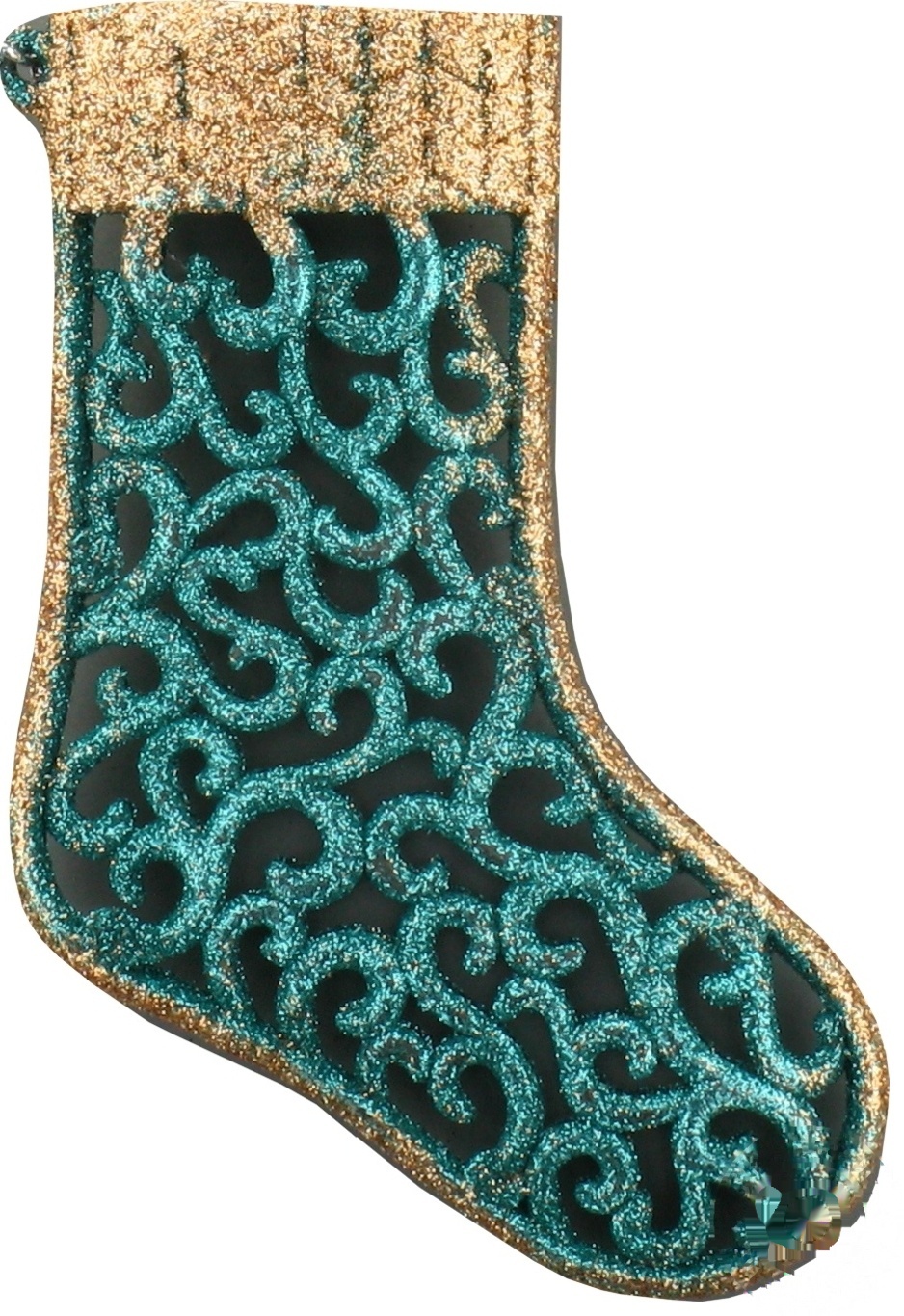 

Новогоднее украшение Ботинок бирюзово-золотое 13x6х2см