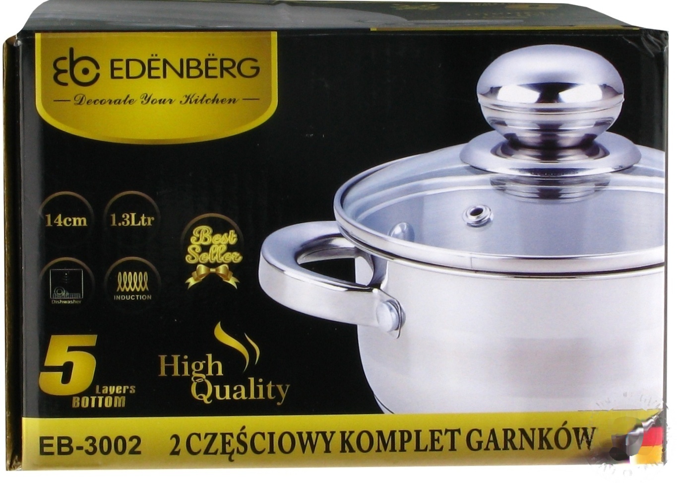 

Кастрюля Edenberg с крышкой 14см 1,3л