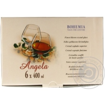 Bohemia Angela Set of Glasses for Cognac 400ml 6pcs - buy, prices for MegaMarket - photo 1