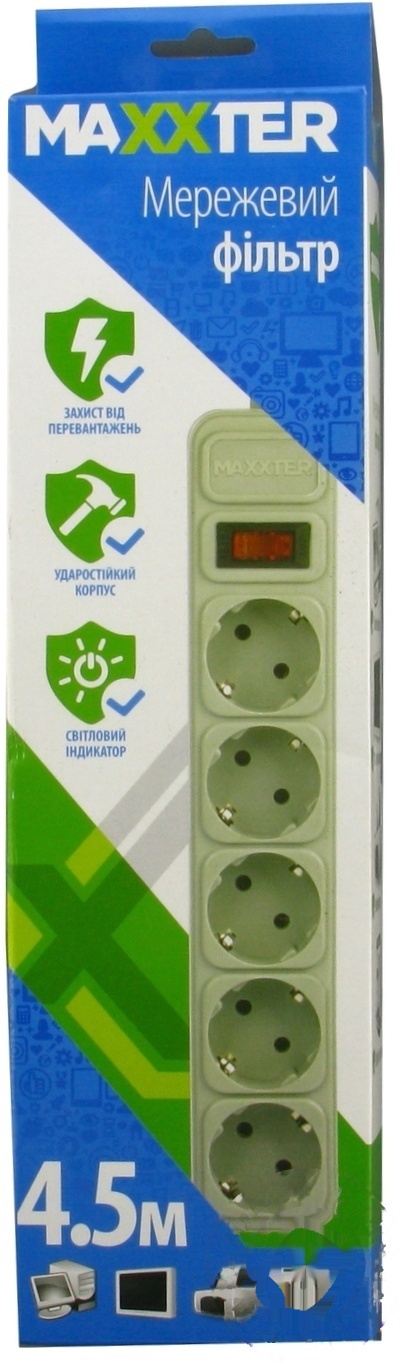 

Сетевой фильтр Maxxter SPM5-G-15G 4.5м